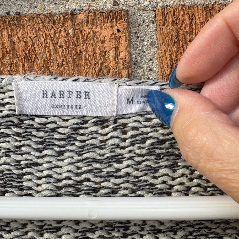 Harper Heritage  V-Neck Sweater with Brown Elbow Patches - Picture 3 of 5